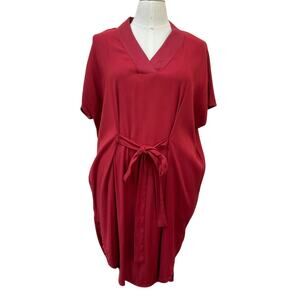 Universal Standard Short Sleeve Belted Shift Dress Women's Size 14 16 Red